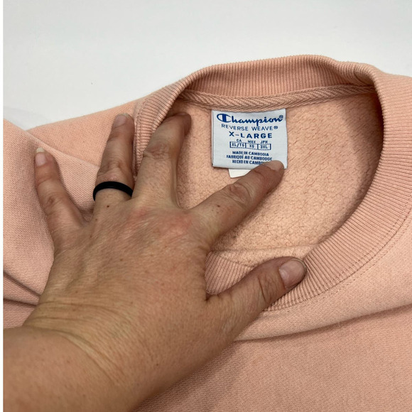 NWOT Champion Reverse Weave Cut Off Sweatshirt CROPPED CREW BLUSH PINK XL - Picture 4 of 7